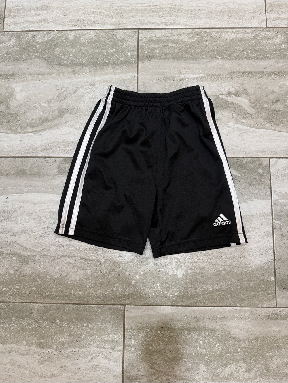 adidas Black Athletic Shorts with White Side Stripes